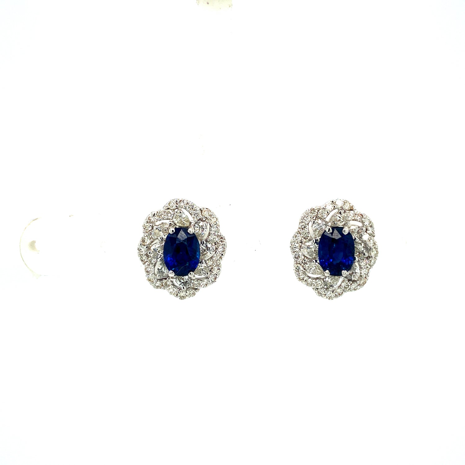 18K White Gold Sapphire and Drop Diamond Earrings – Long's Jewelers